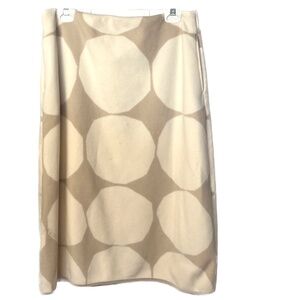 UNIQLO X Marimekko Fleece Skirt Midi Beige Tan Circles Sz L Side Pockets Pull On